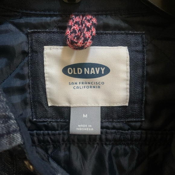 Old Navy women's M Blue quilted Barn jacket snap closure medium weight - Picture 2 of 9
